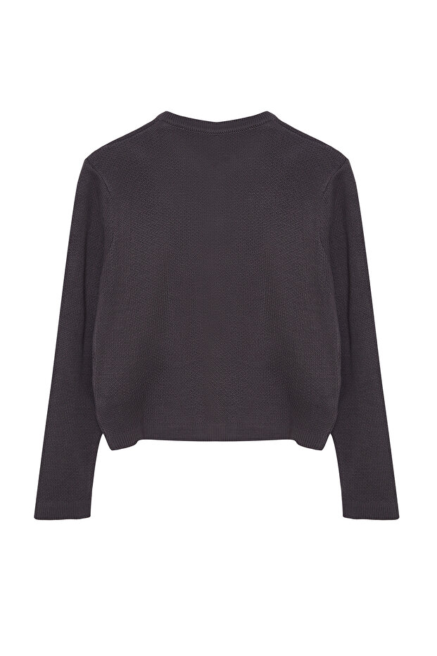 Kardigan z dzianiny antracytowej - wygląd kurtki, Twoaw24Hi00090 - 7