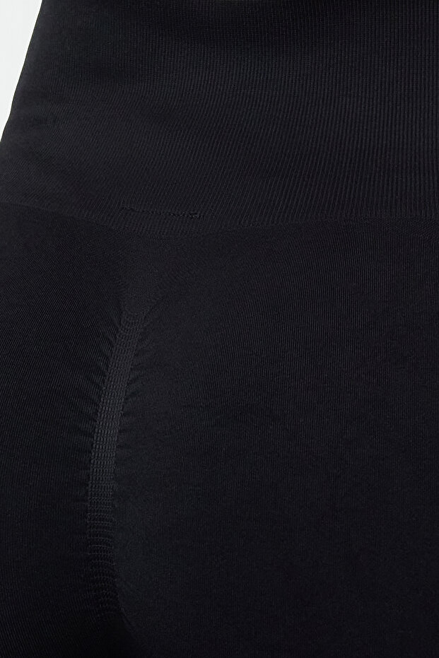 Siyah Seamless/Dikişsiz Push Up Tam Boy Örme Spor Tayt THMAW25TY00003 - 5