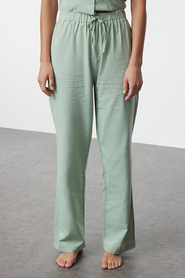 Mint Pamuklu Dokuma Pijama Takımı THMSS24PT00401 - 4