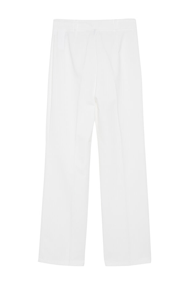 Bej Straight/Düz Kesim Yüksek Bel Nervür Dikişli Dokuma Pantolon TWOSS21PL0093 - 7