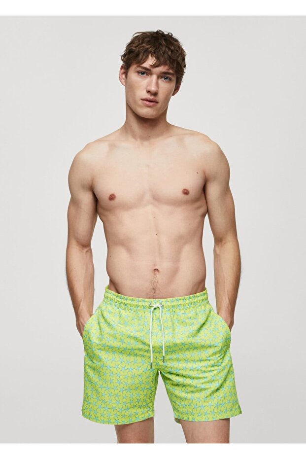 Geraffter Badeanzug mit Sternmuster - 1