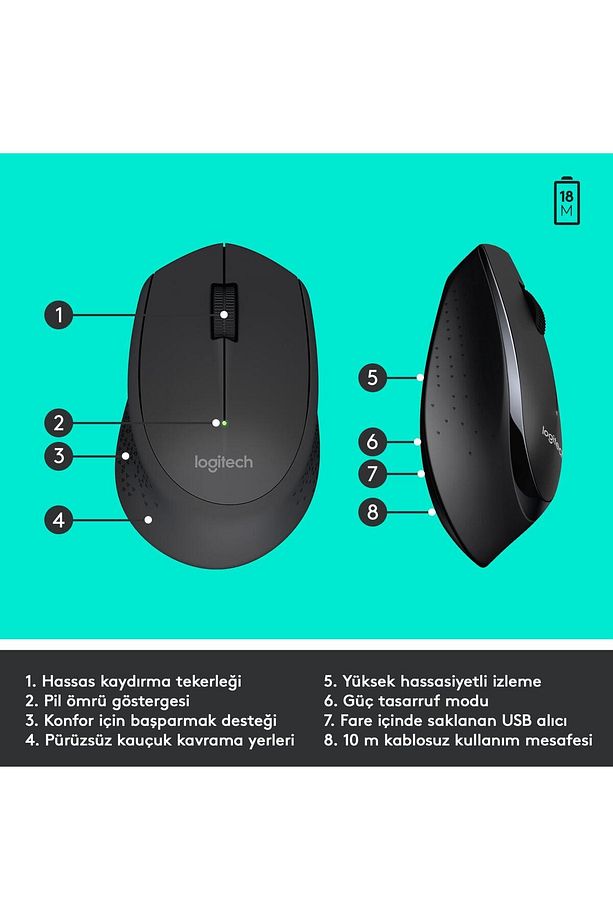 Kablosuz Klavye Mouse Seti Türkçe Q Siyah Kablosuz Klavye Ve Mouse Seti - 7
