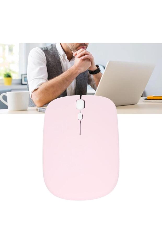 Samsung Galaxy Tab Active 2 SM-T395 Uyumlu Kablosuz Bluetooth Pilli Optik Mouse - Pembe - 4