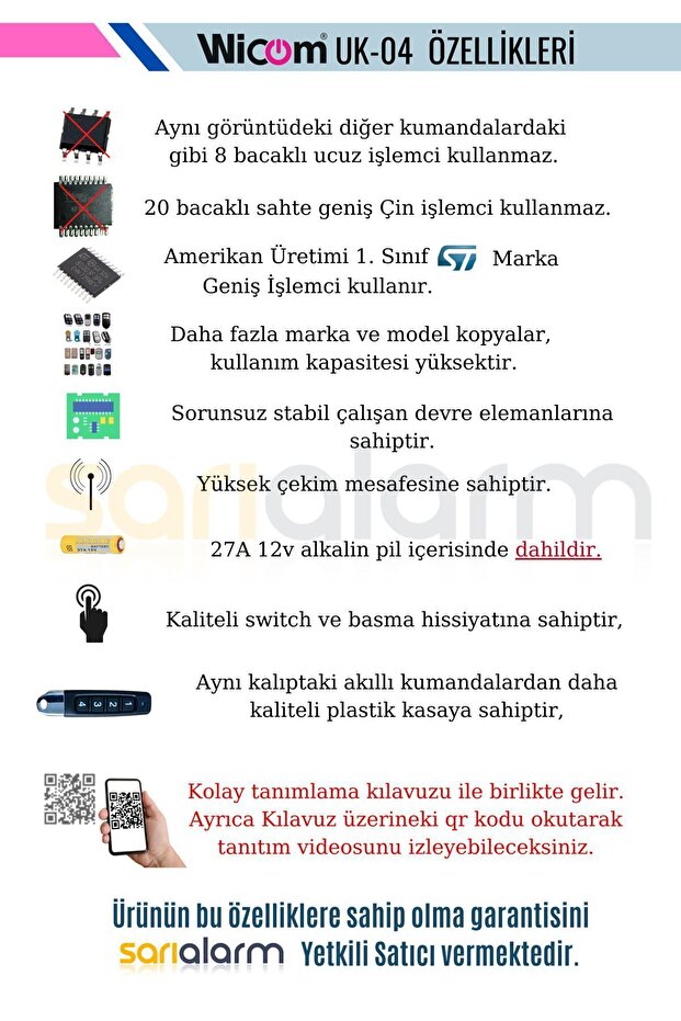 Uk-04 Mini Smart Car Parking Remote Control Pen Type 433.92 Mhz (1St Quality -St Processor) - 7