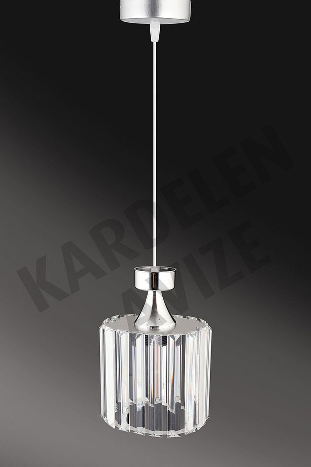 Krom Tekli Sarkıt Kristal  Taşlı Aşağı Bakan Lüks Avize - 3