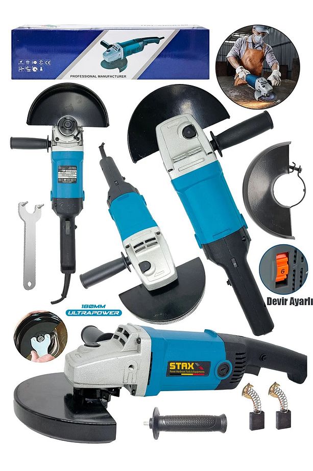 3500 W 180 mm Büyük Boy Devir Ayarlı Taşlama Makinesi Metal Kesme Spiral Jet Taşı - 2