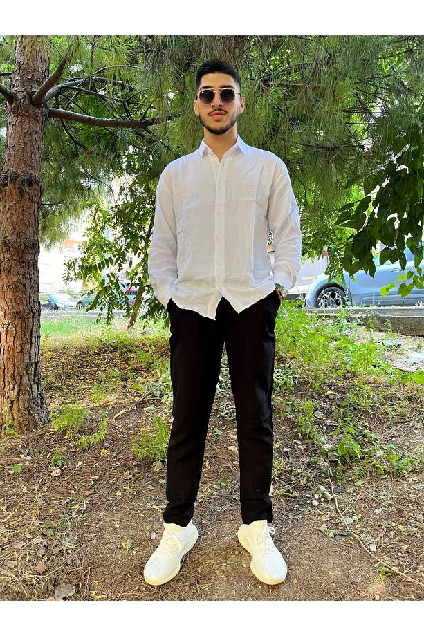 %100 Pamuk Müslin Kumaş Erkek Pantolon - 3
