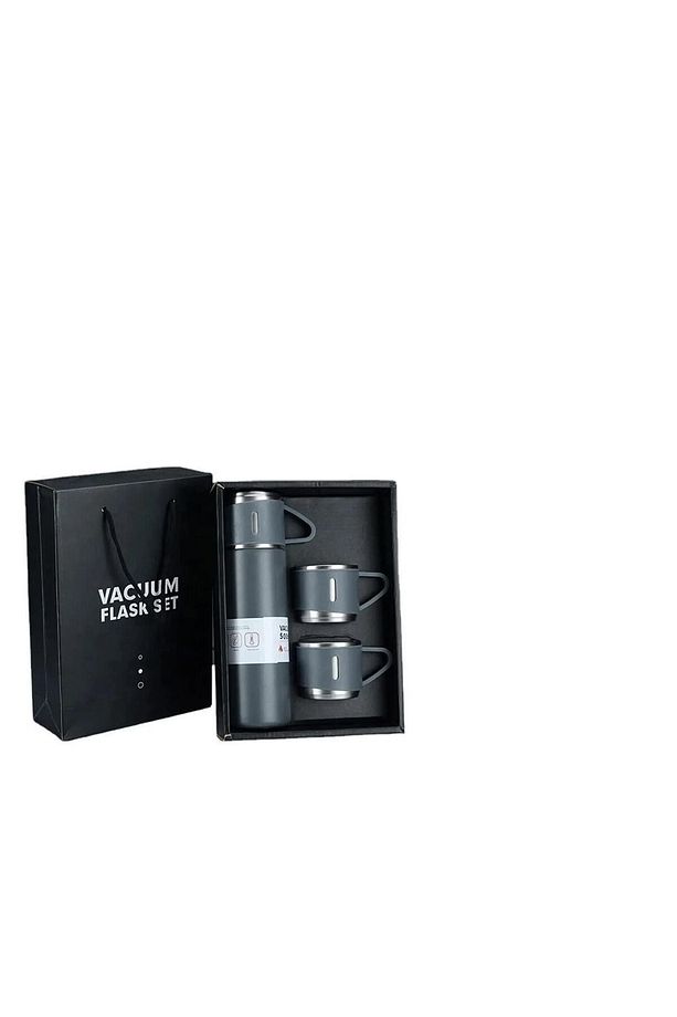 Pembe Vacuum Flask Set Üç Bardaklı Termos Seti - 2