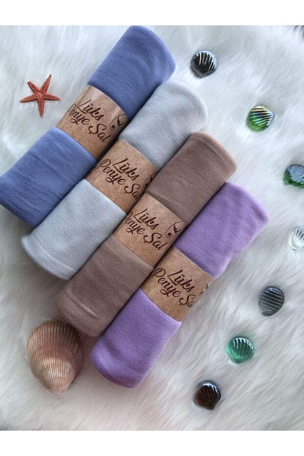 Jersey Shawl Set of 4 (BOX BLUE - LIGHT GRAY - MILK COFFEE - LILA)