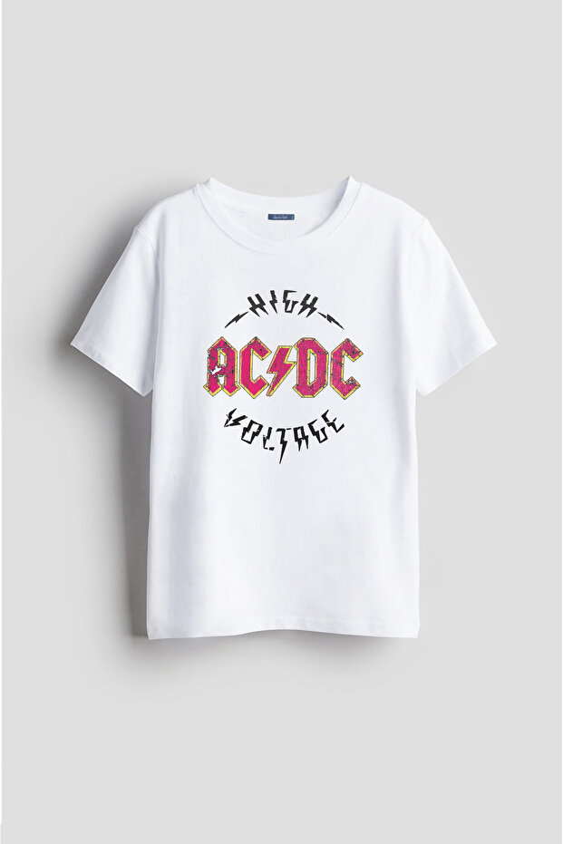 AC DC Rock Music Band Printed High Voltage Text Design Unisex Kids T-Shirt