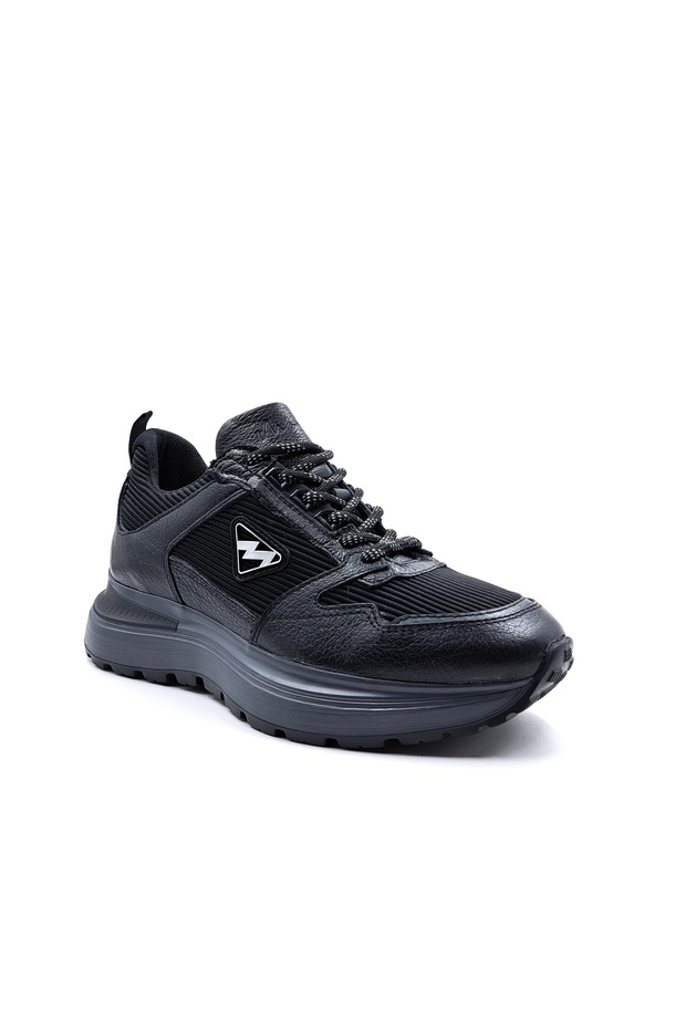 Hakiki Deri Ve Tekstil Kalın Taban Yüksek Taban Erkek Konfor Şık Spor Sneaker Ayakkabı - 5