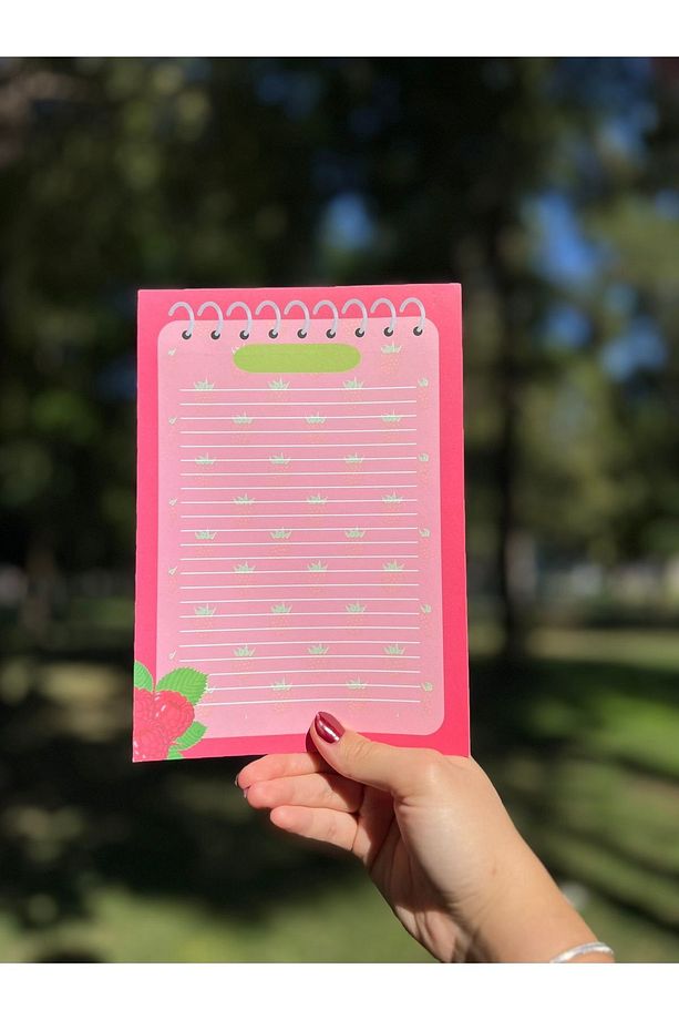 A5 Frambuaz Desenli Notepad - Not Defteri - Bloknot - 3