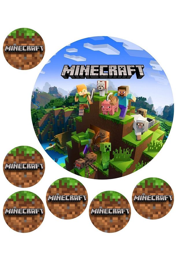 Minecraft 7 Adet A4 Yenilebilir Süsü Pasta Kurabiye Şeker Hamuru Kağıt Baskısı - 4