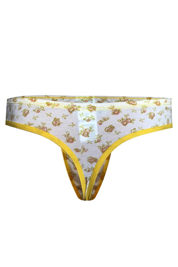 Erkek Çiçek Desenli Beyaz Pamuklu String - 2