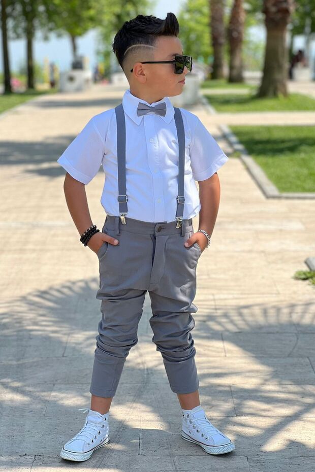 Cotton Shirt, Lycra Gabardine Trousers, Bow Tie Included - Boy's Suit