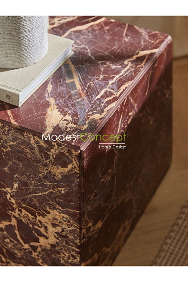 Doğal Vişne Mermer Orta Sehpa Rosso - 6