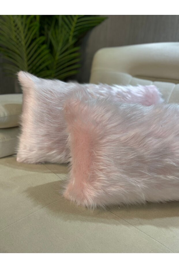 غطاء وسادة قطيفة مستطيل - بودرة - 3