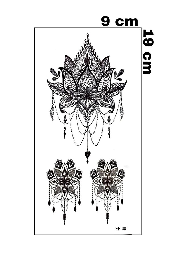 LOTUS ÇİÇEKLERİ SIRT GÖĞÜS KOL BACAK VUCUT İÇİN GEÇİCİ DÖVME - 2