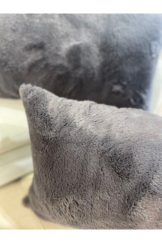 Plush Rabbit Rabbit Throw Pillow Case Rectangular - Anthracite - 4