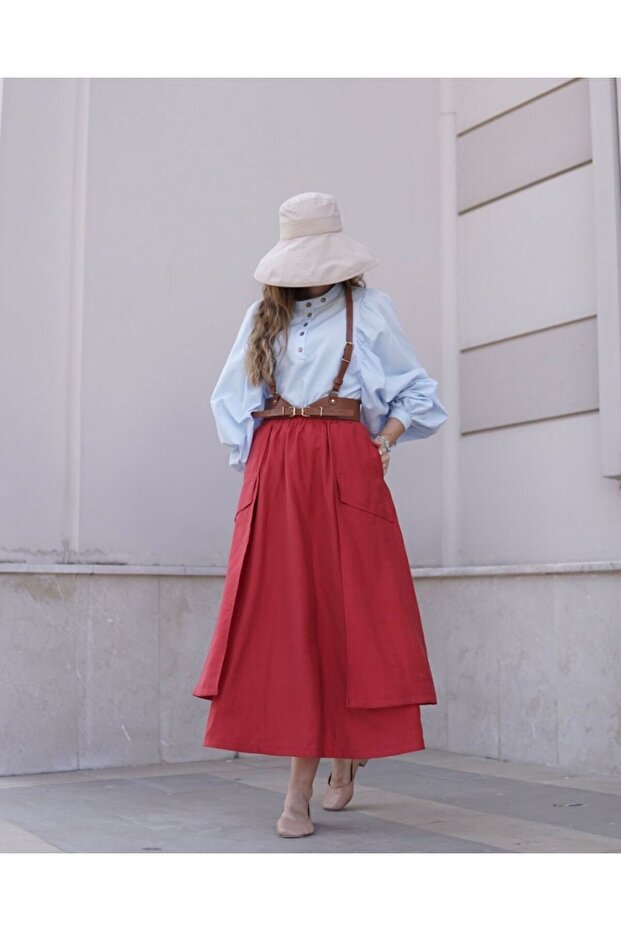 Kargo Cepli Kırmızı Etek - 1