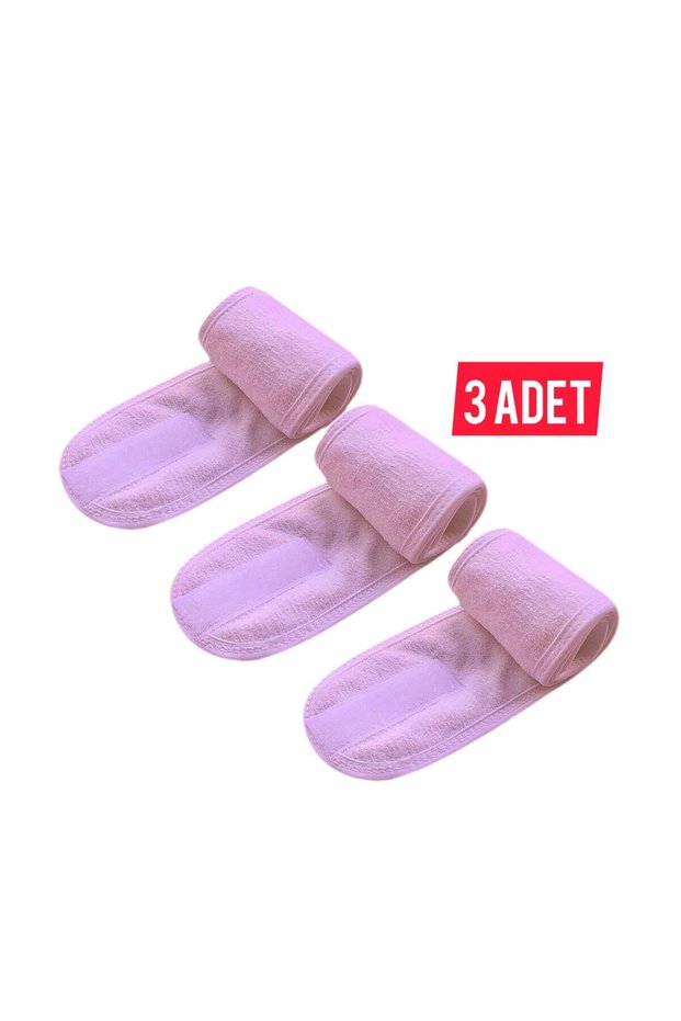 Self-adhesive pink hair band, 3-piece set, suitable for skincare, sports, yoga, etc.