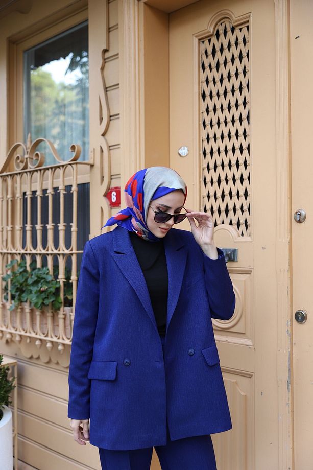Dokulu Etnik Eşarp Saks - 2
