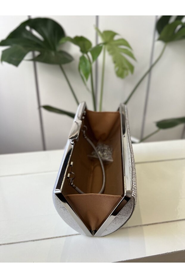 حقيبة فستان سهرة بحجر فضي - 5