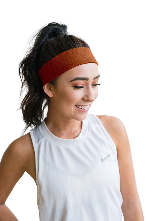 Hair Band Sports Women Men Cotton Lycra Fitness Tennis Makeup Yoga Pilates Headband Burnt Orange