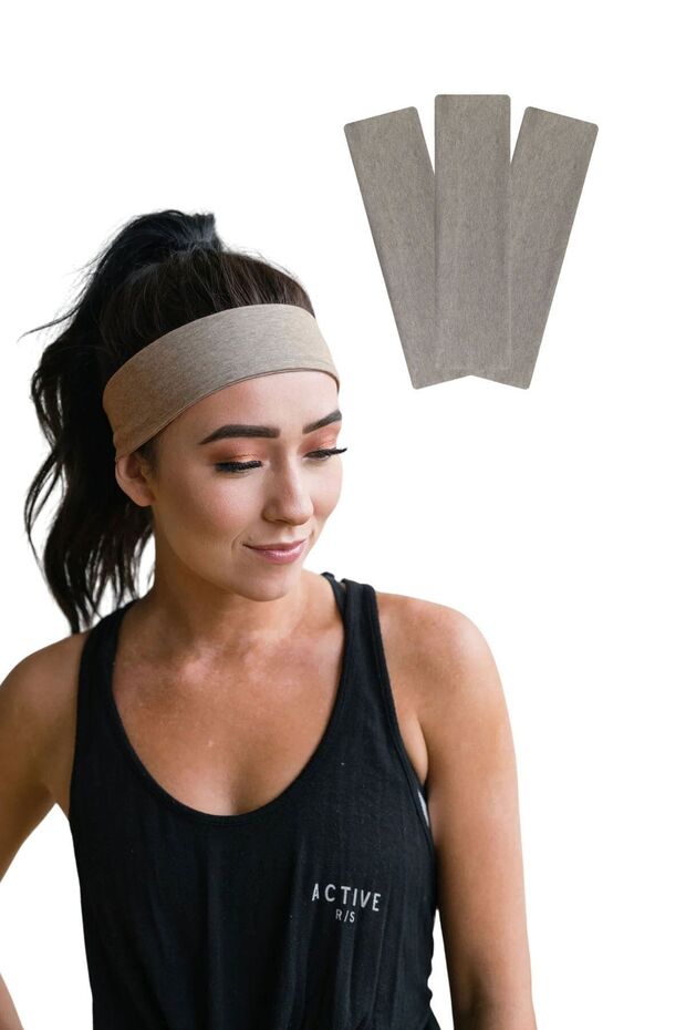Hair Band 3-Piece Sports Women Men Cotton Fitness Tennis Makeup Pilates Headband Set Milky Coffee