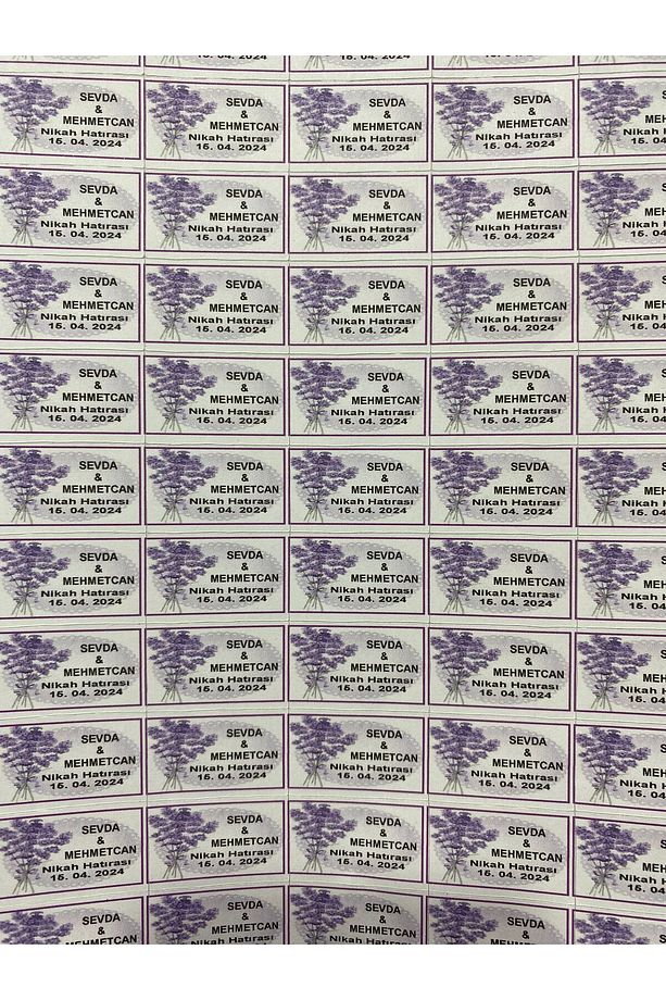 Nişan - Düğün Etiket Kağıt Baskı Evlilik Sticker Tek Sayfa İsme Özel ( 60 ADET ) - 1