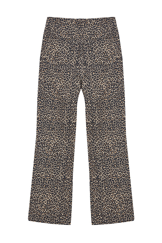 Çok Renkli Leopar Baskılı Kahverengi Yüksek Bel Wide Leg Jeans TWOSS24JE00286 - 7