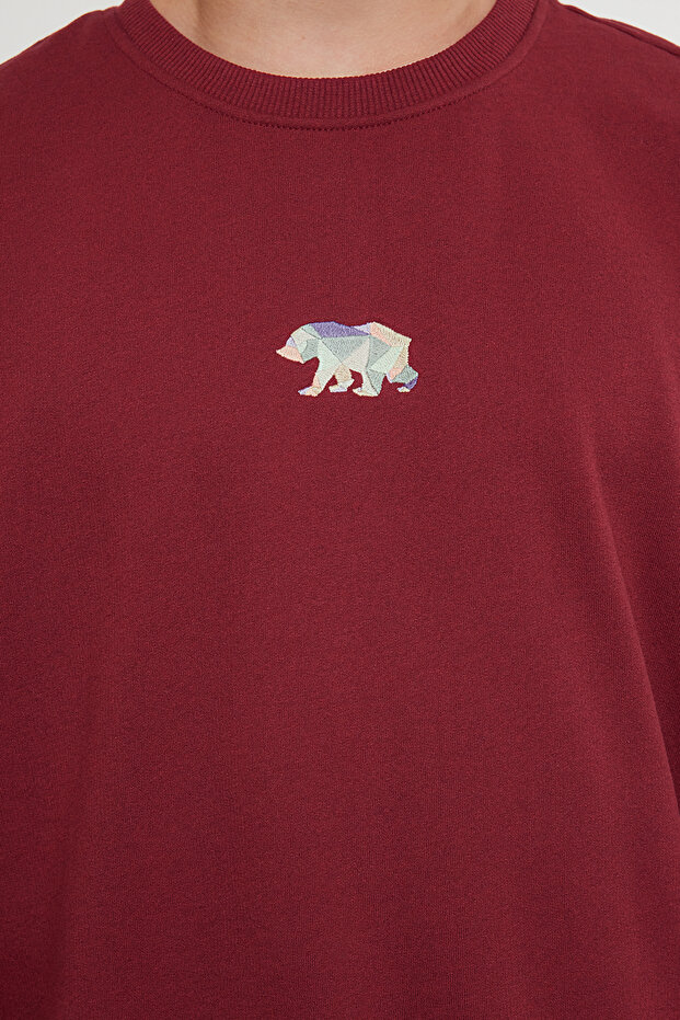 Bordo İçi Polar/Sıcak Tutan Oversize Fit Sweatshirt TMNAW23SW00191 - 4