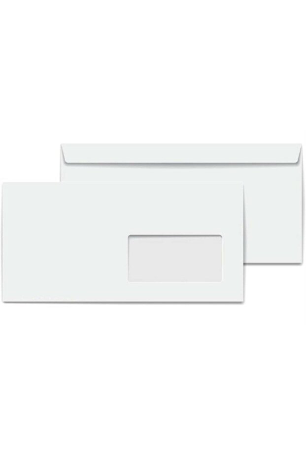 Asil Doğan Diplomat Envelope, Extra Silicone Windowed, 10.5x24 cm, 110 grams, White, 500 Pieces (1 PACK OF 500 PIECES)
