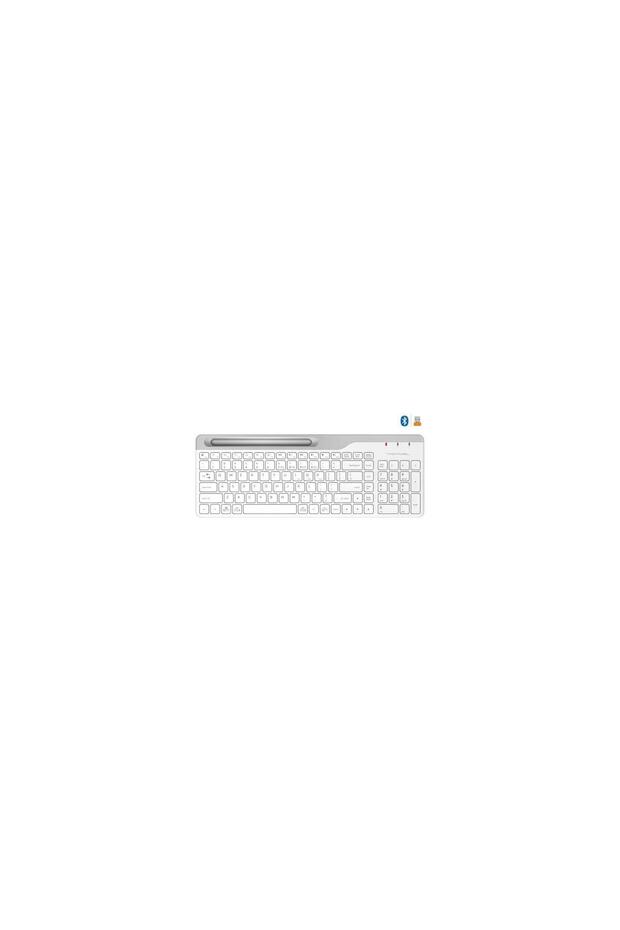 Beyaz Bluetooth + 2.4 Ghz Nano Fn Multimedya Klavye Wireless Klavye - 1