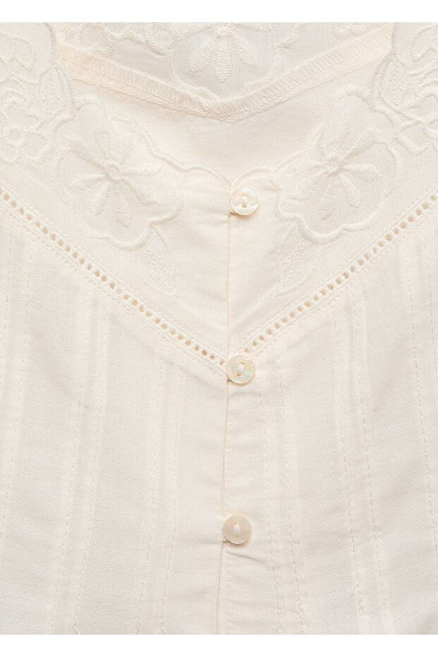 İşlemeli askılı bluz - 5