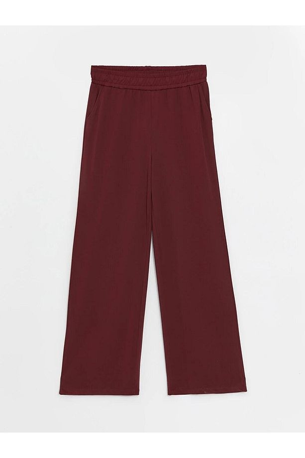 LCW Modest Beli Lastikli Düz Geniş Paça Kadın Pantolon - 6