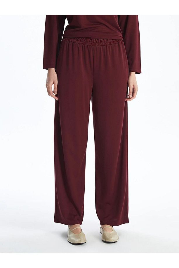 LCW Modest Beli Lastikli Düz Geniş Paça Kadın Pantolon - 4