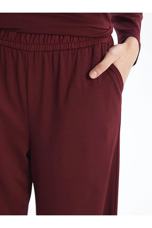 LCW Modest Beli Lastikli Düz Geniş Paça Kadın Pantolon - 3