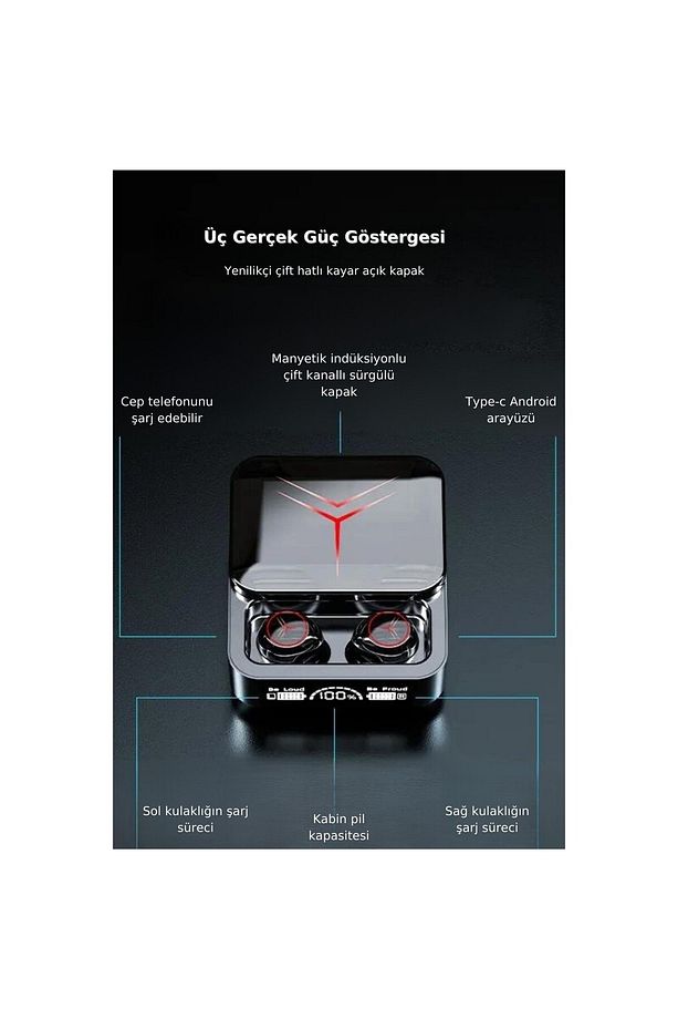 EM88 Plus Powerbank Dijital Gösterge Gaming Bluetooth Kulaklık Tecno Camon 19 Pro Uyumlu - 3