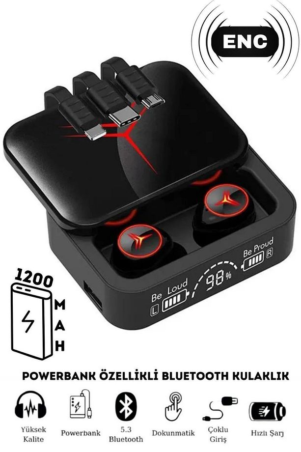 EM88 Plus Powerbank Dijital Gösterge Gaming Bluetooth Kulaklık Tecno Camon 19 Pro Uyumlu - 1