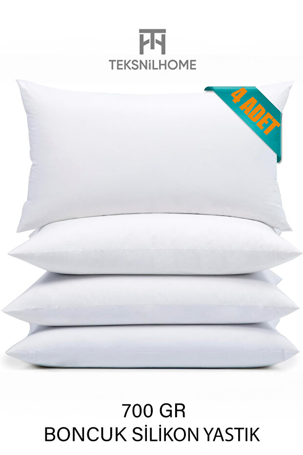700 Grams - 4 Pieces Bead Silicone Pillow, Antiallergic, 50x70 cm Economic Pillow