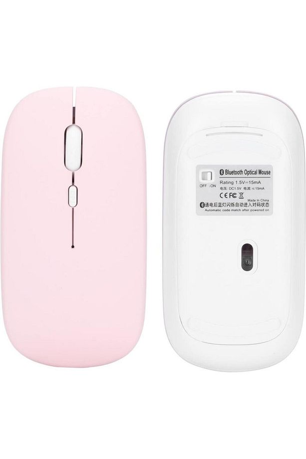 Samsung Galaxy Tab Active 2 SM-T395 Uyumlu Kablosuz Bluetooth Pilli Optik Mouse - Pembe - 7