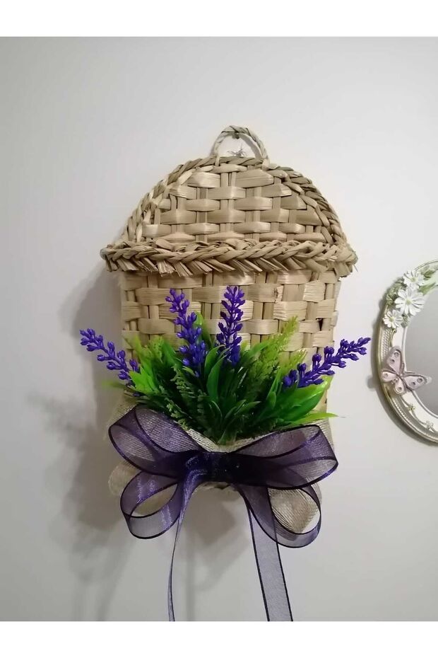 Lavantalı Kapı Süsü Hasır Sepet - 3
