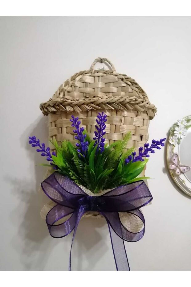 Lavantalı Kapı Süsü Hasır Sepet - 2