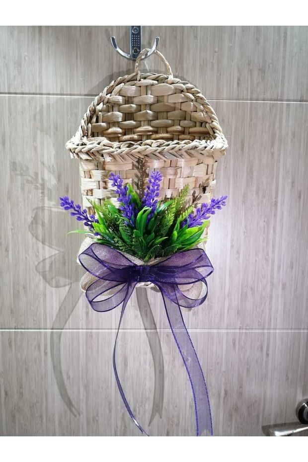 Lavantalı Kapı Süsü Hasır Sepet - 4