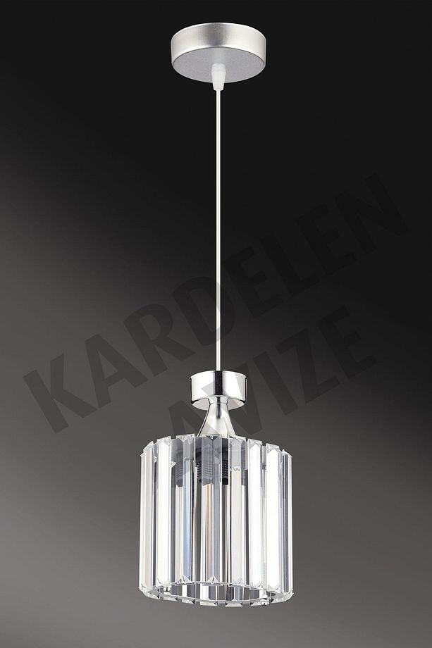 Krom Tekli Sarkıt Kristal  Taşlı Aşağı Bakan Lüks Avize - 4