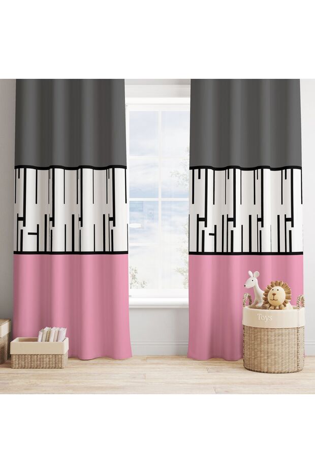Piano Mustard Gray Background Curtain