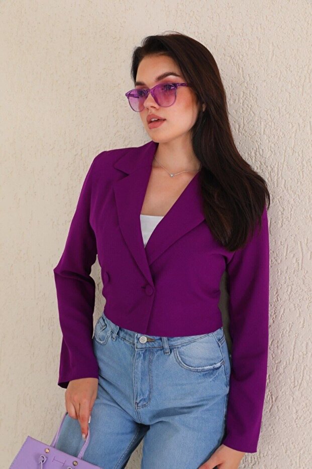 سترة قصيرة 2 أزرار قماش مزدوج - 2