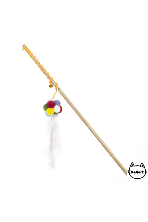 Colorful Cat Fishing Rod with Pompom and Bell