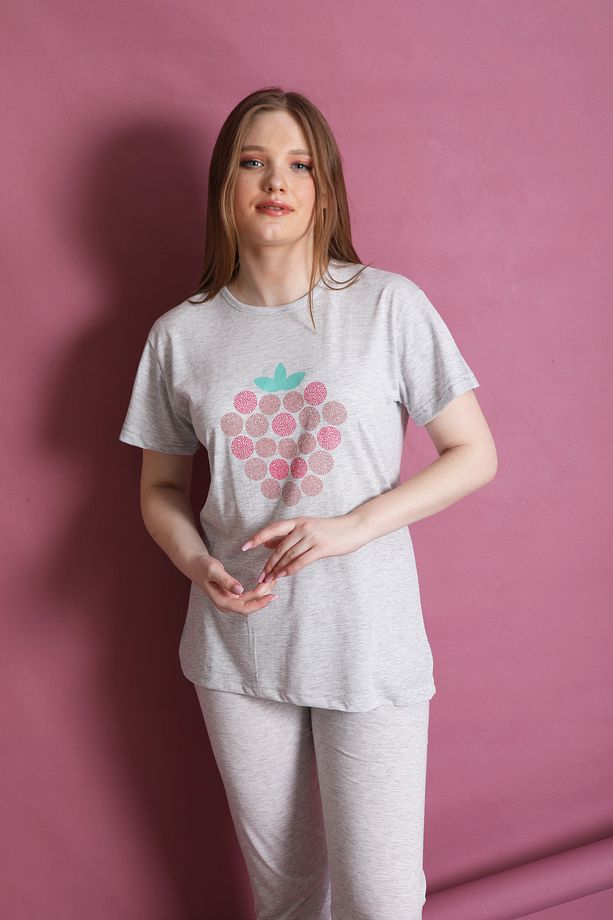 Çilekli Yazlık Kadın Pijama Takım - 5